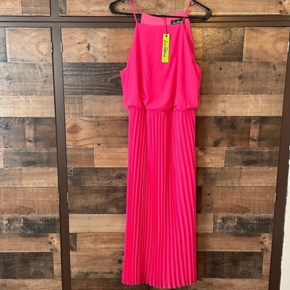 NWT Sam Edelman Pleated Pink Maxi Dress - Picture 13 of 16